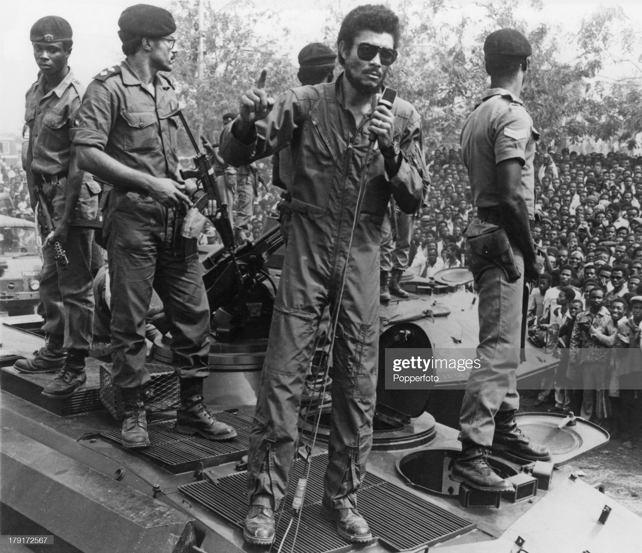 JJ Rawlings speaking to a crowd
